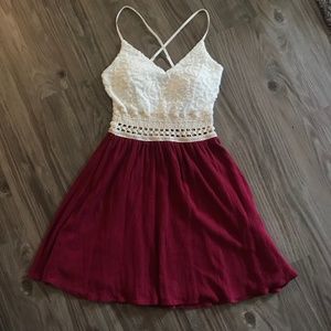 Red and White Spaghetti Strap Summer Dress